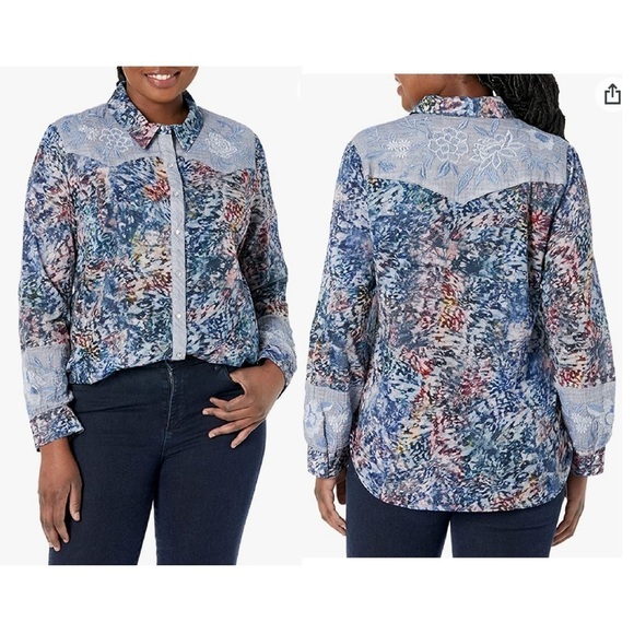 Johnny Was Bluefield Garden Western Shirt - Picture 1 of 16